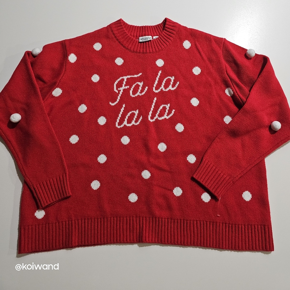 Mighty Fine Ugly Christmas Sweater W/ Pom Pom Size M Oversized Red White